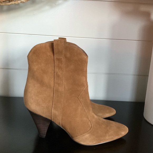 Marc Fisher Carissa Caramel Suede Ankle Boots - Picture 5 of 9
